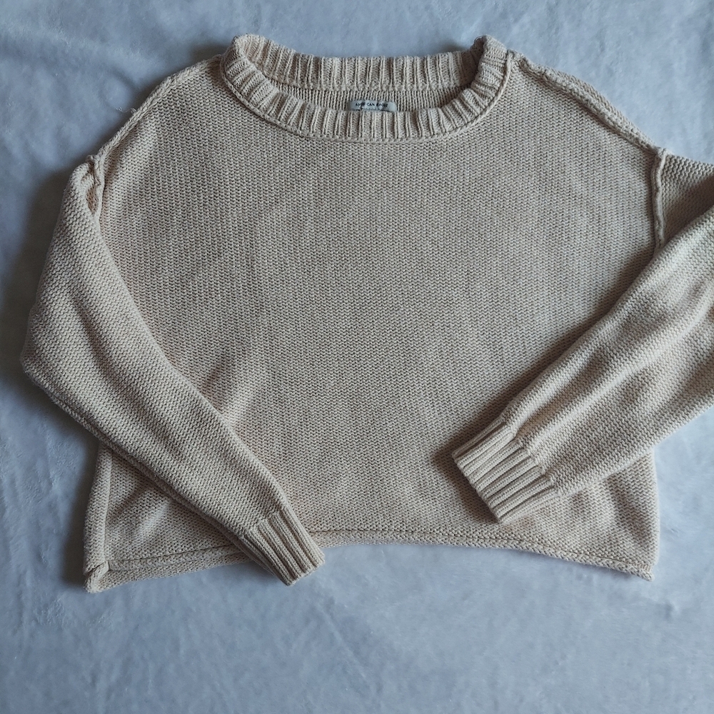 American Eagle Outfitters Cream Knit Crewneck